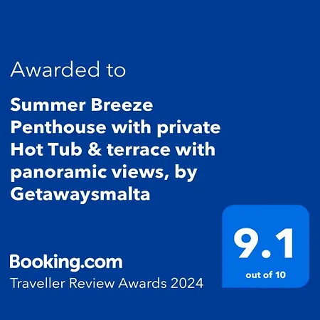 Summer Breeze Penthouse With Private Hot Tub & Terrace With Panoramic Views, By Getawaysmalta Apartment *